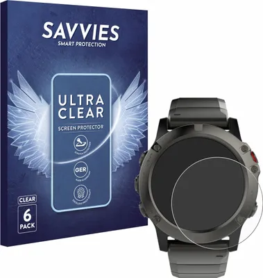 Produktbild von 6x Für Garmin Fenix 5X (51 mm) Schutzfolie Savvies Displayschutz Display Schutz Folie Klar Transparent
