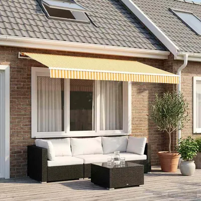 Image de vidaXL Tissu de remplacement pour store, jaune et blanc, 350 x 250 cm, polyester