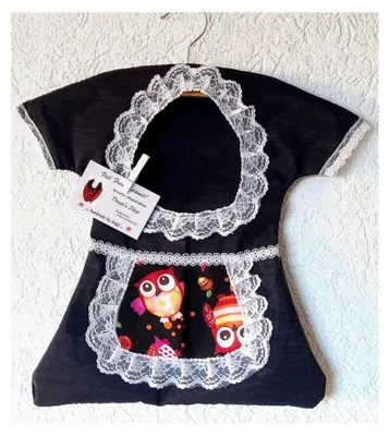 Produktbild von Klammerkleid, Wäscheklammerbeutel, Klammerkleidchen, Eulen Schürzchen