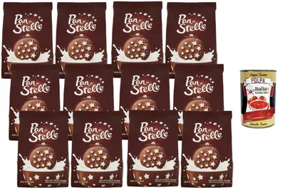 Produktbild von Italian Gourmet Kakao-Kekse mit Sternendekor 12×350g – Italienische Frühstückskekse Großpack Familienvorrat + Italian Gourmet Polpa