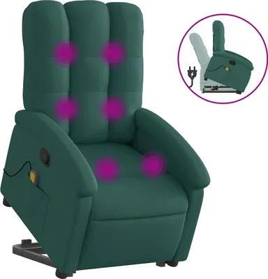 Produktbild von vidaXL Massagesessel mit Aufstehhilfe Dunkelgrün Stoff