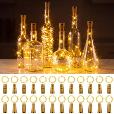 LED-Lichterkette, 2 m, 20 LEDs, warmweiß, 24 Stück