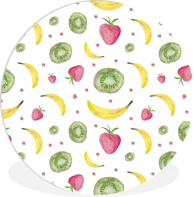 Produktbild von MuchoWow® Rundes Wandbild - Runde Bilder Obst - Aquarell - Weiß Ø 90 cm Kreis Wanddekoration Kunststoff - Wandkreis - Wandschmuck - Wand-Kreis - Wohnzimmer - Bild - Runde - Wanddeko - Dibond - Kunstdrucke