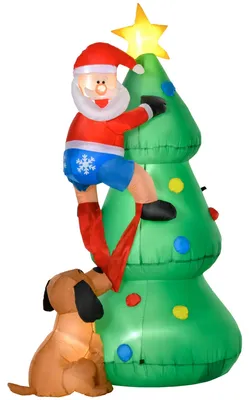 Immagine prodotto di HOMCOM Albero di Natale gonfiabile da 1,8 m con Babbo Natale e cane, luci LED