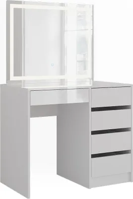 Produktbild von Schminktisch Vicco Sherry Weiß/Weiß Hochglanz 89.8 cm mit LED-Spiegel, Model 57698