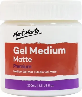 Produktbild von Mont Marte Bastelfarbe PREMIUM Gel Medium, Acrylfarben Malmittel, in 250 ml mit Matt-Effekt, Vermischbar & perfekt auf Acrylfarben abgestimmt