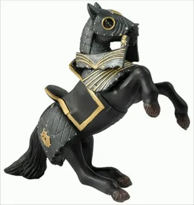 Image de Papo Figurine Cheval noir avec armure 5cm - dès 3 ans