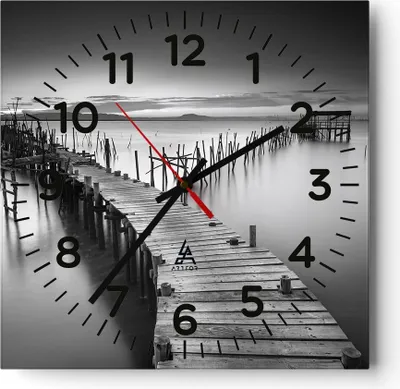 Produktbild von Wanduhr - Quadrat - Glasuhr - Meer Brücke Landschaft Natur - 30x30cm - Schleichendes Uhrwerk - Lautlos - zum Aufhängen bereit - Dekoration Modern - Wanddekoration aus Glas - C4AC30x30-3082