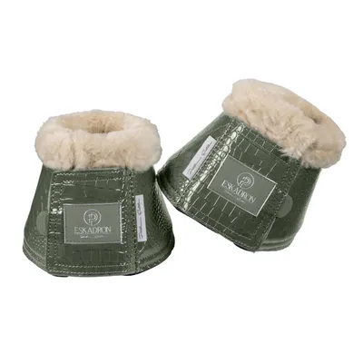Produktbild von Eskadron Platinum Hufglocken, Sprungglocken " CROCO FAUXFUR " 1 Paar Größe - L Farbe - ashgreen