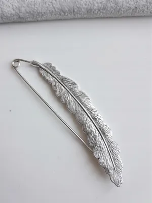 Image de GRANDE BROCHE DE FEUILLE, AIGUILLE DE SÉCURITÉ, 9,5 cm, AIGUILLE D'ARGENT