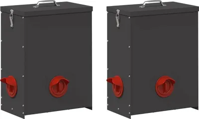 Obrázek produktu pro vidaXL Krmítko pro kuřata 2 ks černé 32,5 x 20,5 x 43 cm