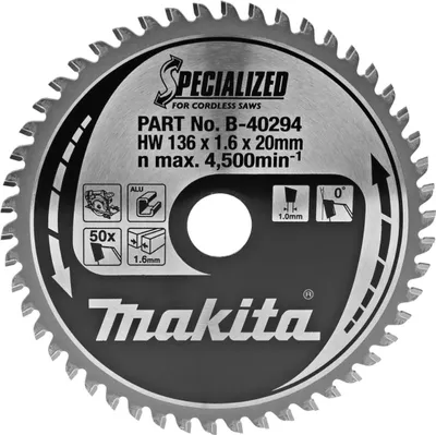 Produktbild von Makita HM-Kreissägeblatt, Spezial, TCT TCT - 136 x 20 mm - 50 Zähne - Alu