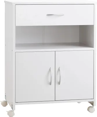 Produktbild von Druckerschrank - Druckerwagen - Rollen - Schublade - 2 Türen - Regalboden - 60×39×80 cm