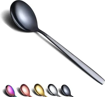 Produktbild von Famanu Espressolöffel Set aus Edelstahl - 6 Stück, schwarz