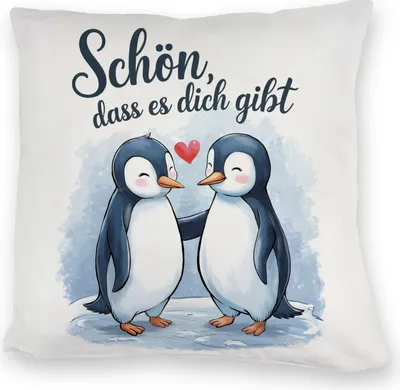 Produktbild von Pinguine mit Herz Kuschelkissen - Schön, dass es dich gibt