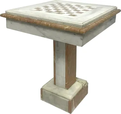 Produktbild von Casa Padrino Barock Schachtisch Weiß / Braun - Quadratischer Marmor Tisch - Barockstil Beistelltich - Marmor Möbel im Barockstil - Barock Möbel