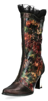Produktbild von Laura Vita Damen Stiefel Schimmer Zehenkappe Rüschen Stilettoabsatz OANELO 12, Größe:40 EU, Farbe:Braun