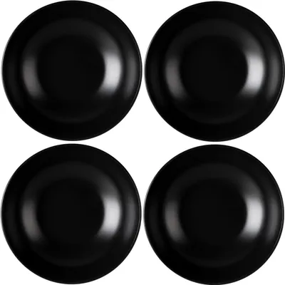 Produktbild von Suppenteller - Ø 20,5 cm - Schwarz matt - Steingut - 4er Set