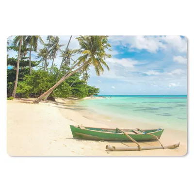 Produktbild von MuchoWow® Schreibtischunterlage Strand - Kanu - Palme - Tropisch 60x40 cm - XXL Mauspad - Großes Mauspad