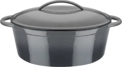 Produktbild von GSW Gusseisen ovaler Bräter Grey Shadow 33x25cm / 7 Ltr., Gusseisen, Ovaler Bräter mit Deckel ø ca. 33 x 25 x H 13,0cm
