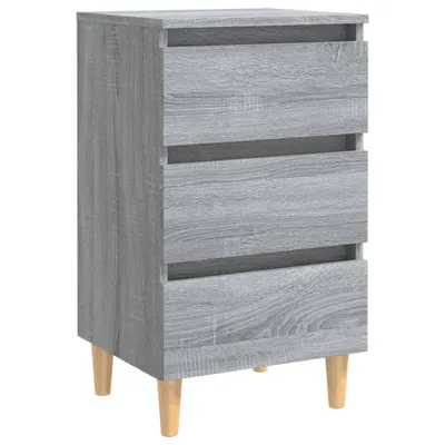 Produktbild von vidaXL Nočný stolík s masívnymi drevenými nohami Grey Sonoma 40x35x69 cm