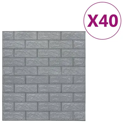 Immagine prodotto di vidaXL Carta da parati 3D Brick Autoadesiva 40 Pz. Antracite