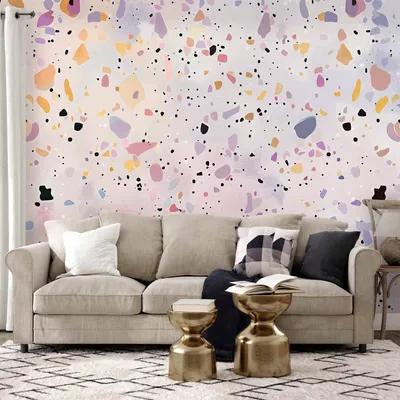 Produktbild von Vlies Fototapete - Terrazzo in Confetti Style Violet-Pink Colorful Pattern 250x175 cm Muster f-H-10034-a-a