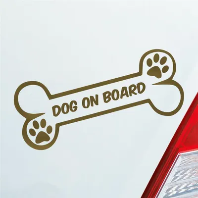 Produktbild von Auto Aufkleber Dog on Board Knochen Hund an Bord Dog Pfote 15x6 cm Gold Sticker Heckscheibenaufkleber