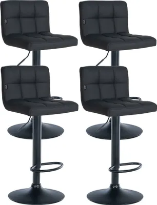 Produktbild von CLP 4er Set Barhocker Feni Kunstleder höhenverstellbar und drehbar schwarz Material Gestell Metall matt schwarz