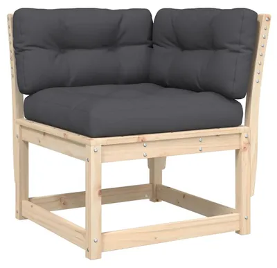 Image de vidaXL Canapé d'angle de jardin avec coussins 73x73x78 cm pin massif