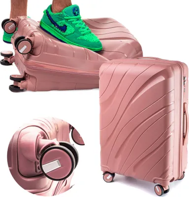 Produktbild von RGL PP5 L Reisekoffer Polypropylen Hartschalen Unzerstörbar Koffer Doppelräder Trolley Rose