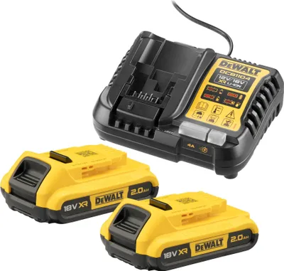 Zdjęcie produktu dla Zestaw 2 Akumulatorów 18V Li-Ion 2,0Ah + Ładowarka, Dewalt Dcb1104D2-Qw