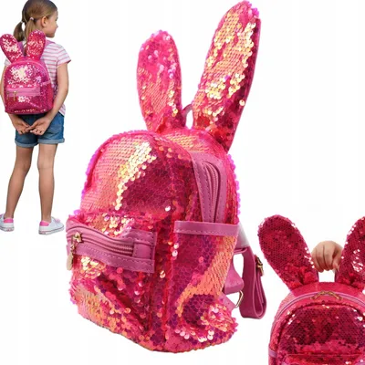 Produktbild von Pailletten Rucksack Hase mit Ohren Kinderrucksack Mädchen Kindergarten Glitzer Mini