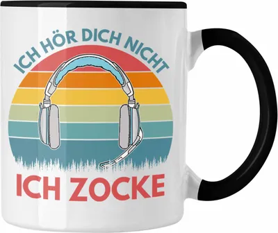 Produktbild von Trendation - Zocker Tasse Geschenk Ich Höre Dich Nicht Ich Zocke Gamer Geschenkidee (Schwarz)