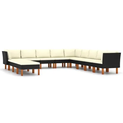 Produktbild von vidaXL 12-tlg. Garten-Lounge-Set mit Kissen Poly Rattan Schwarz