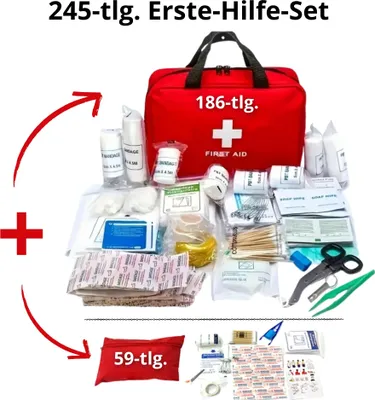 Produktbild von 245-tlg. Erste-Hilfe-Set – Wasserdichte Notfalltasche für Outdoor, Camping & Reisen