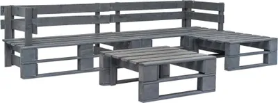 Produktbild von 4-tlg. Garten-Sofagarnitur aus Paletten Holz Grau