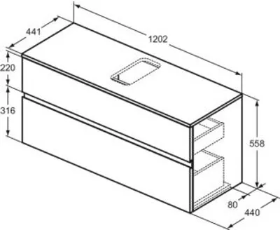 Produktbild von Ideal Standard E3479UP WTUnterschrank Finesse Ausschnitt r/l