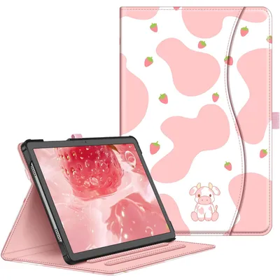 Produktbild von Fintie Hülle für Samsung Galaxy Tab A9 Plus 11 Zoll 2023, Multi-Winkel Folio Schutzhülle Dokumentenfach und Auto Schlaf/Wach Funktion für Tablet A9+ SM-X210/X216/X218, Erdbeerkuh