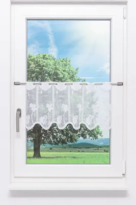Produktbild von Scheibengardine von Lysel - Schmuckblumen  (Bx H) 108,8cm * 30cm reinweiß/Weiß