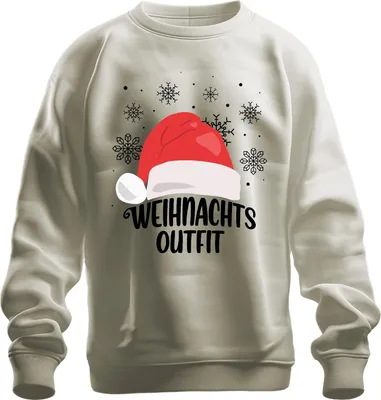 Produktbild von Weihnachtsoutfit Santa Hut - Weihnachten Weihnachtsgeschenk Christmas Uni Sweatshirt Pullover, Natur, L