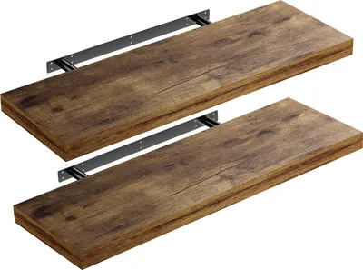 Produktbild von CASARIA® 2x Wandregal Holz Dunkle Eiche Hängeregal mit Halterung 15kg Tragkraft Küche Wohnzimmer Flur Regal Schweberegal Bücherregal Holzregal 70cm