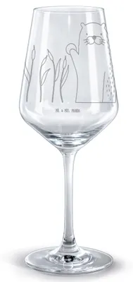 Produktbild von Mr. & Mrs. Panda Rotwein Glas Otter Stein - Transparent - Geschenk, Seeotter See, Pflanzen, Rotweinglas mit Gravur, Neugierig, Kelch, für, weinglas graviert, wein, Munter