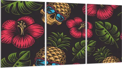 Immagine prodotto di Piastre copriforno 3 pezzi 30x52 Vetro copriforno in Vetroceramica, fiore di teschio