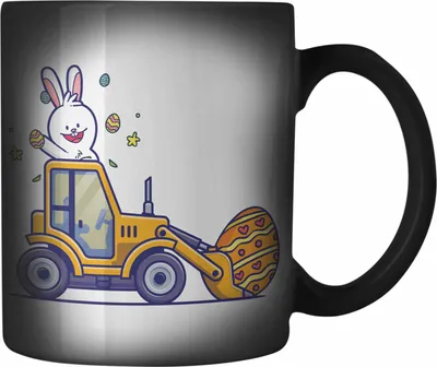 Produktbild von Trendation - Farbwechsel Zauber-Tasse Ostern Ostergeschenke Kinder Jugendliche Geschenke Lustige Grafik Osterhase Osterei Sohn Jungs (Schwarz)