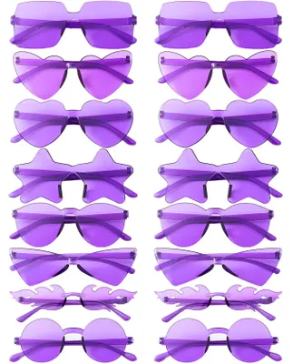 Produktbild von Dwenarry Party Sonnenbrille Damen Lila Sonnenbrillen Set Vintage Brille Retro Pa
