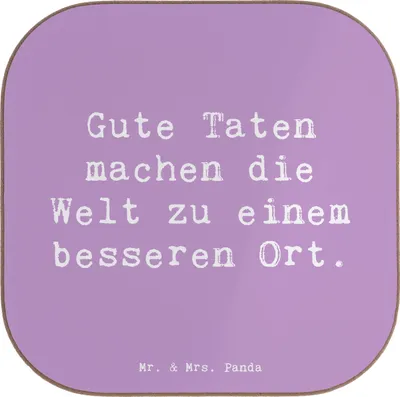 Produktbild von Mr. & Mrs. Panda Holzuntersetzer Spruch Freundlichkeiten verbreiten - Lavendeltraum - Geschenk, Vertrauem, Untersetzer Gläser, Trost, Zuversicht, Zufriedenheit, Stärke