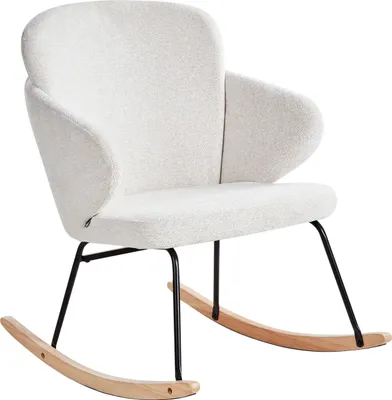 Obrázek produktu pro BELIANI Houpací křeslo krémově bílé látkové čalounění kovové dřevěné nohy moderní design obývací pokoj