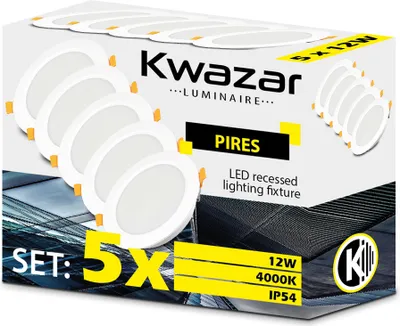 Produktbild von 5x Downlight LED Einbauspot 12W 230V IP54 PIRES rund CCT
