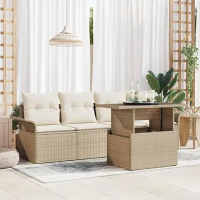 Zdjęcie produktu dla Maison Exclusive - Zestaw mebli ogrodowych, sofa i 4 fotele, kolor beżowy, wykonane z rattanu syntetycznego